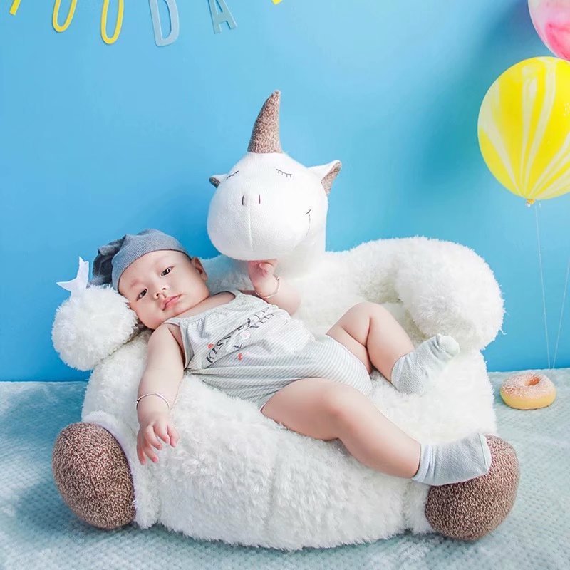 Cute Stuffed Animal Toys Unicorn Elephant Polar Bear Baby Ride On Toys Sitting Soft Sofa Infant Chair Seats