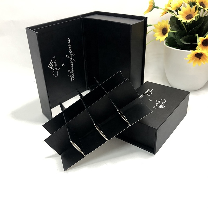 Black Luxury Empty Tea Chocolate Truffle Magnetic Gift Boxes Covered Strawberry Packaging Box