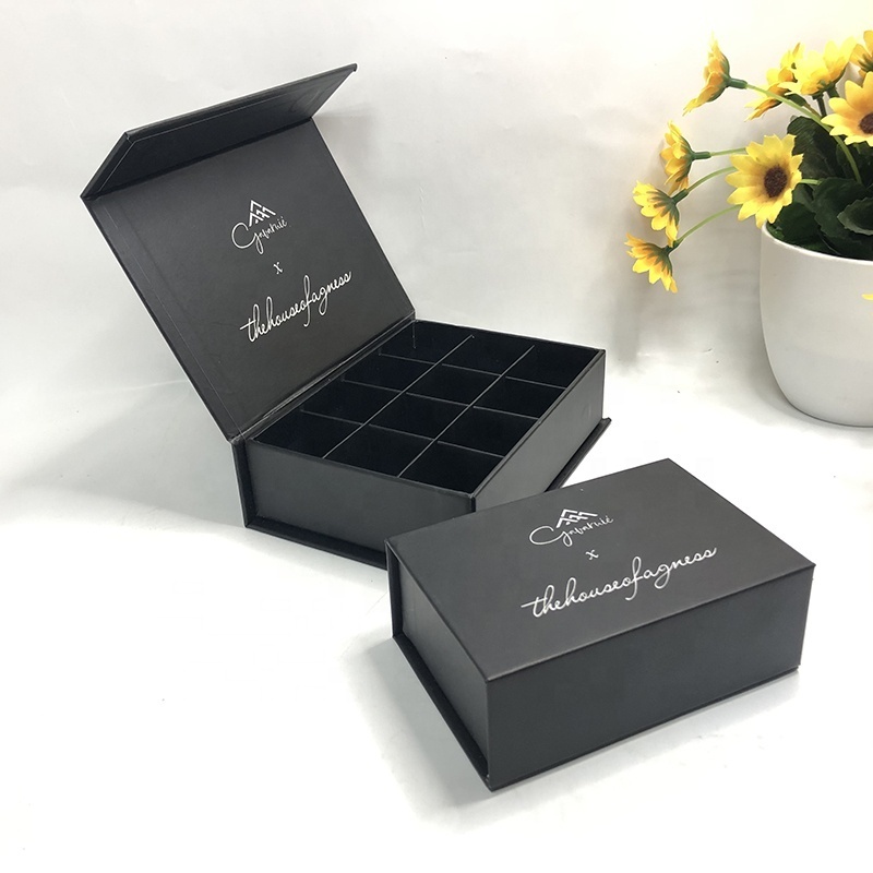 Black Luxury Empty Tea Chocolate Truffle Magnetic Gift Boxes Covered Strawberry Packaging Box