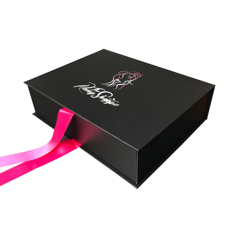 Custom Hair Bundles Packaging Box Extension Bags with Satin Weave Hair Gift Storage Box with Ribbon Closure for Wig Accessories