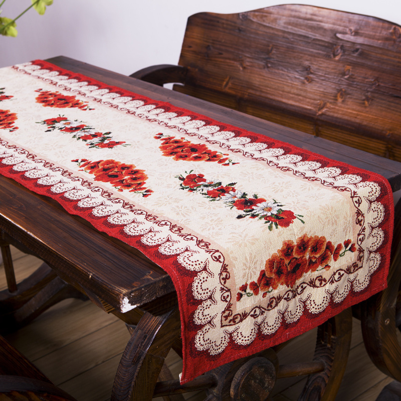 PLUS woven wholesale jacquard christmas tapestry table runner