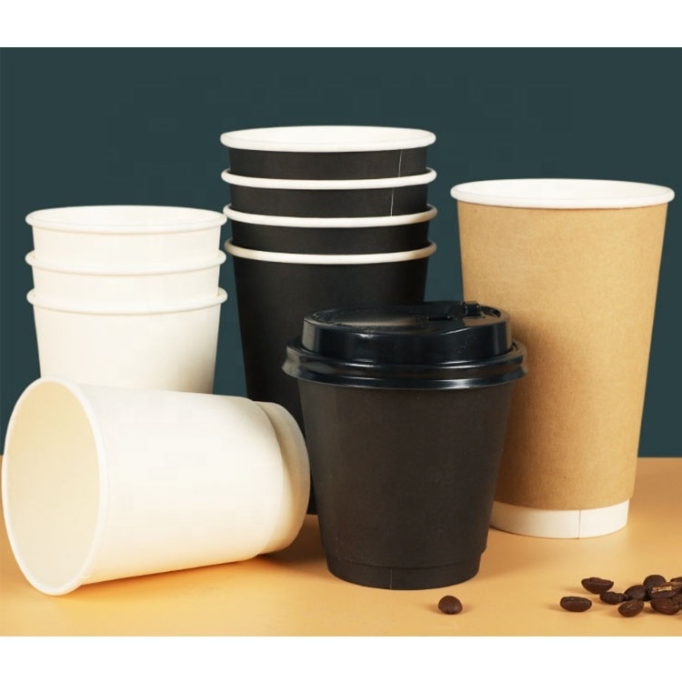 2023 Hot Selling 12pz 16oz Disposable Hemp Paper Cups customized hot coffee paper cup with sleeves and lid