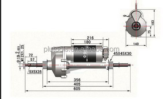 Plutools 24V 5000Rpm 40:1 Brushed DC 800w Motor Trasaxle Motor All Terrain Golf Cart Transaxle