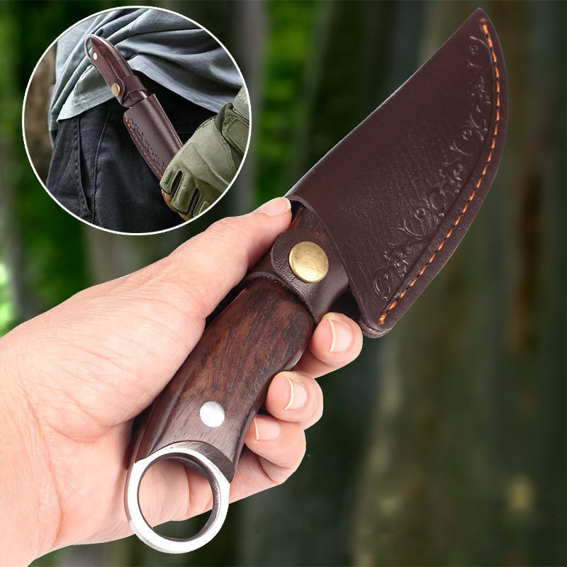 Wooden Handle Stainless Steel Hand Knife Kitchen Outdoor Boning Knife Major Slicing Knife