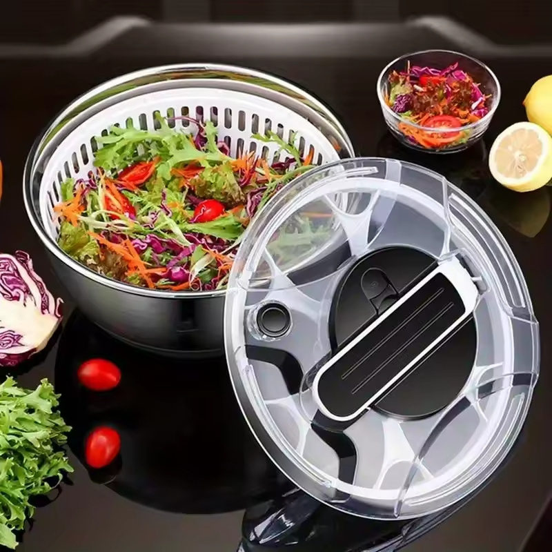 304 Professional Stainless Steel Vegetable Spinner Necessary Salad Spinning Dryer Kitchen Lettuce Spinner