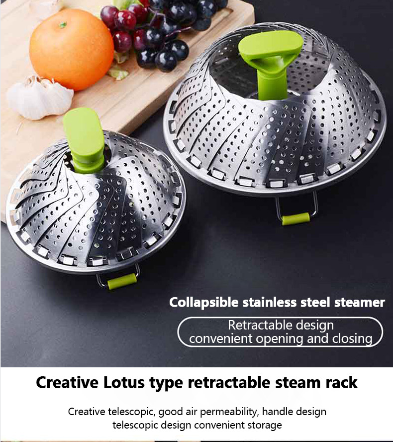 Multifunction Stainless Steel Folding Steamer Basket with Food Safe Material Kitchen Vegetable Seafood Steamer