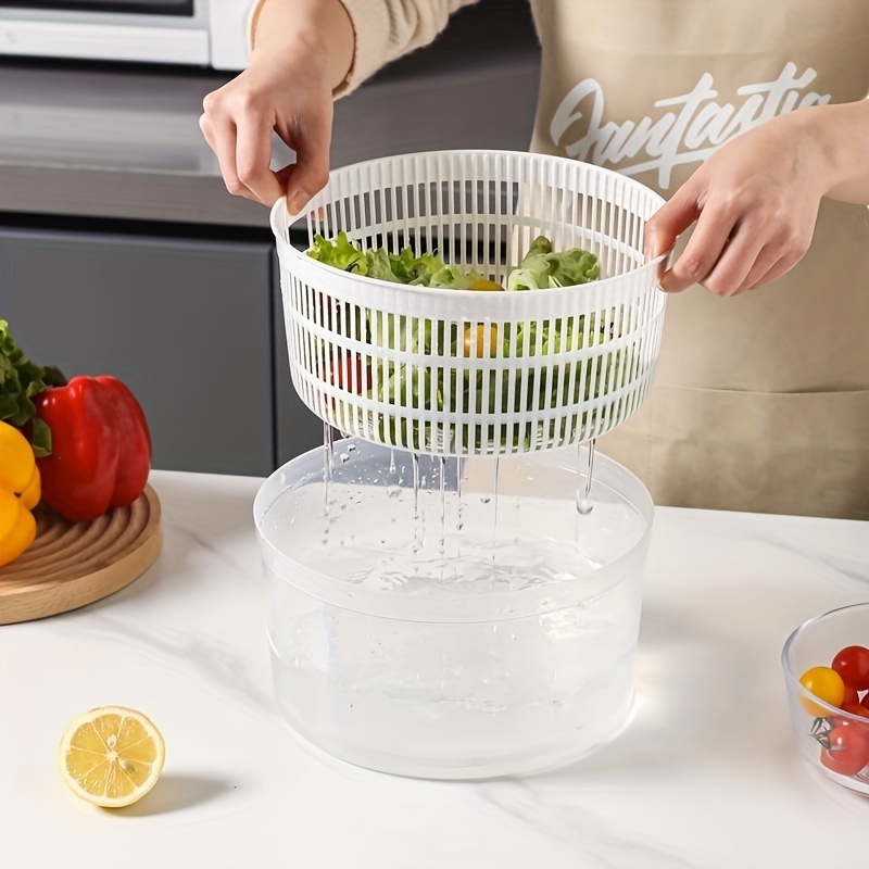 Kitchen Vegetable Spinner Plastic Fruit Salad Spinning Dryer Dehydrator With Rotary Handle Manual Lettuce Spinner Basket