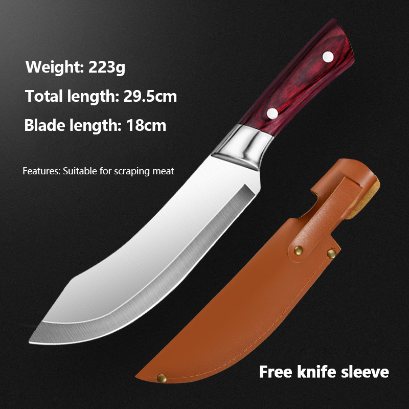 Stainless Steel Kitchen Boning Butcher Knife Fillet Knife Breaking Meat Cleaver Fish Knives with Wood Handle