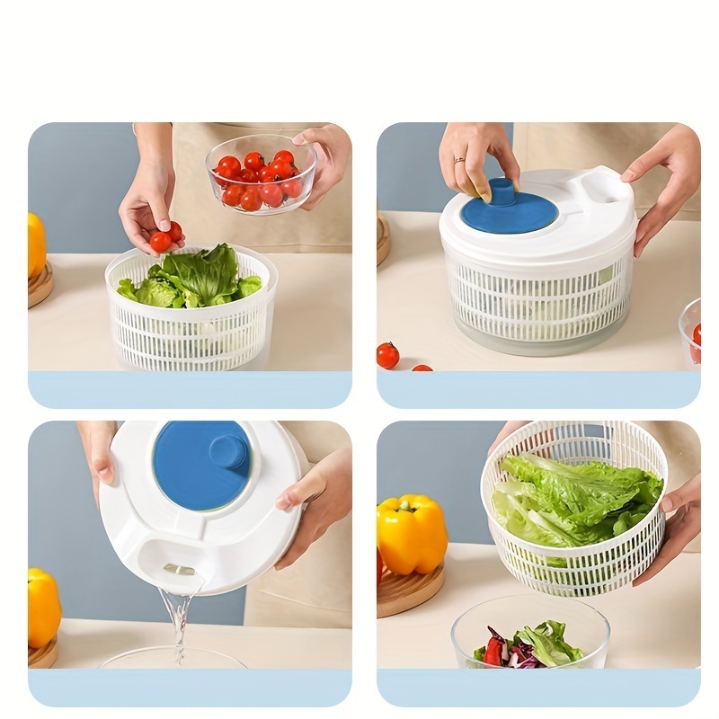 Kitchen Vegetable Spinner Plastic Fruit Salad Spinning Dryer Dehydrator With Rotary Handle Manual Lettuce Spinner Basket