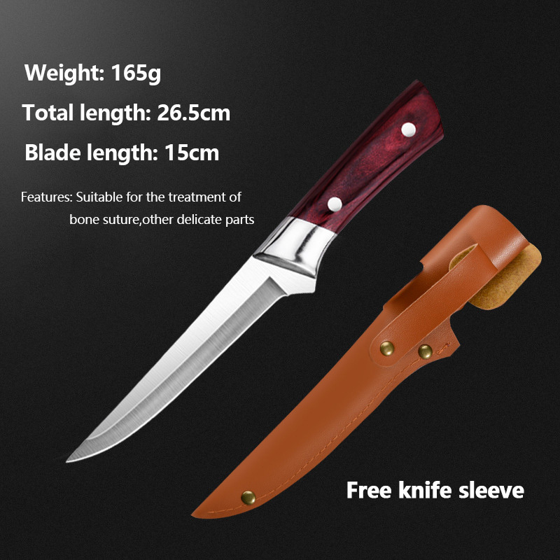 Stainless Steel Kitchen Boning Butcher Knife Fillet Knife Breaking Meat Cleaver Fish Knives with Wood Handle