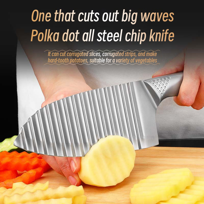 Stainless Steel Crinkle Cutter Knife Waves French Fries Slicer Save-effort Handheld Chipper Chopper Vegetable Salad Cut Knife