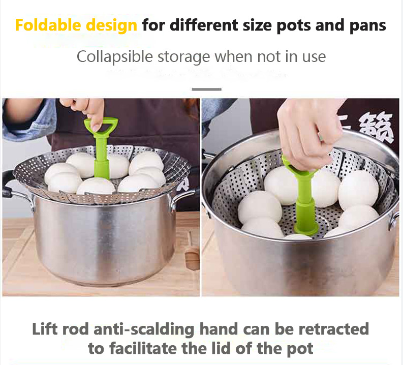 Multifunction Stainless Steel Folding Steamer Basket with Food Safe Material Kitchen Vegetable Seafood Steamer