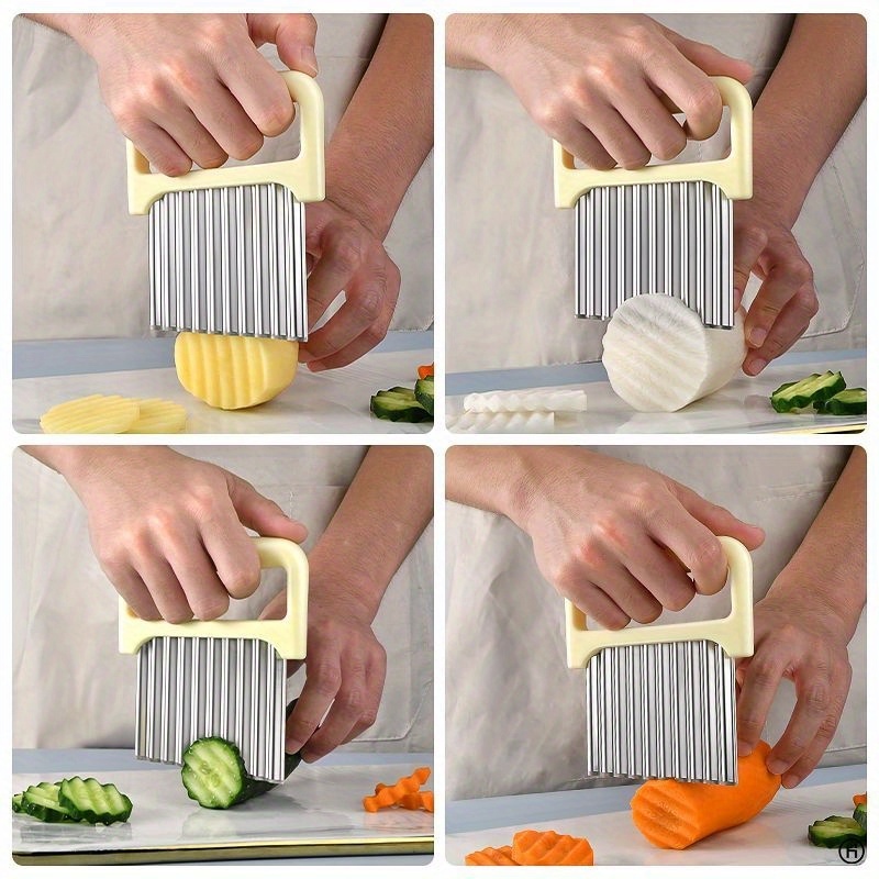 Crinkle Chopper Wavy Potato Soap Cutting Tool French Fry Slicer with 304 Stainless Steel Blade