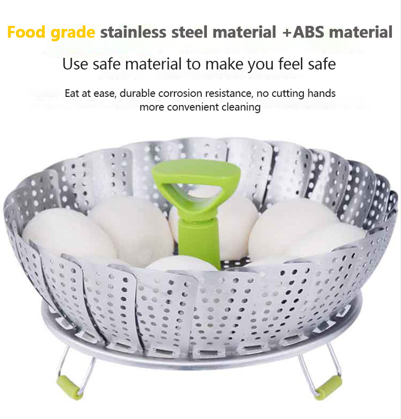 Multifunction Stainless Steel Folding Steamer Basket with Food Safe Material Kitchen Vegetable Seafood Steamer