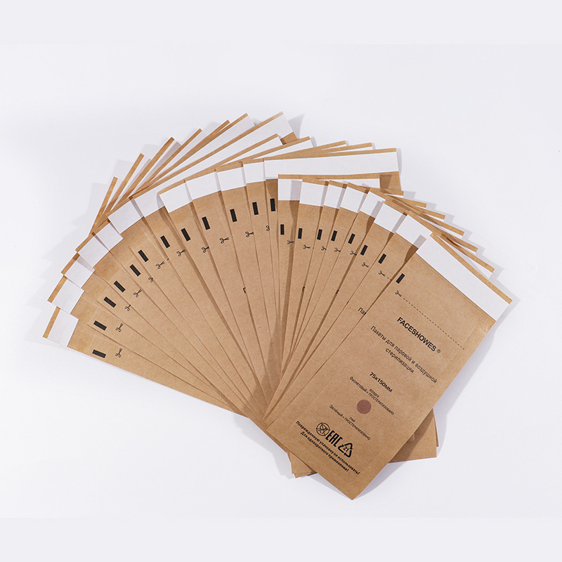 Nail Tools Disinfection Package Dry Heat sterilization Self Sealing Kraft Paper Sterilization Bags 75mm x 150mm