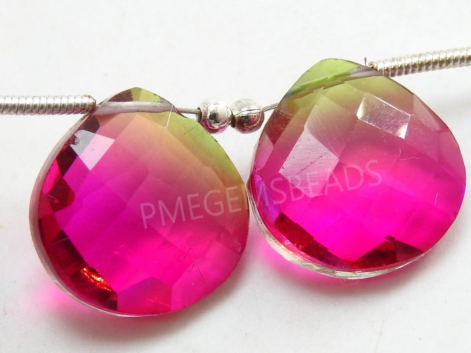 Bio Color Doublet Quartz Faceted Heart Shape Teardrop For Making Jewelry Hydro Glass