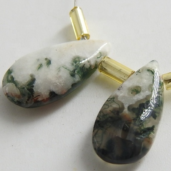 Moss Agate Smooth Teardrop Loose Gemstone Natural Stone Drop Handmade Bead For Making Jewelry Wholesaler Supplies