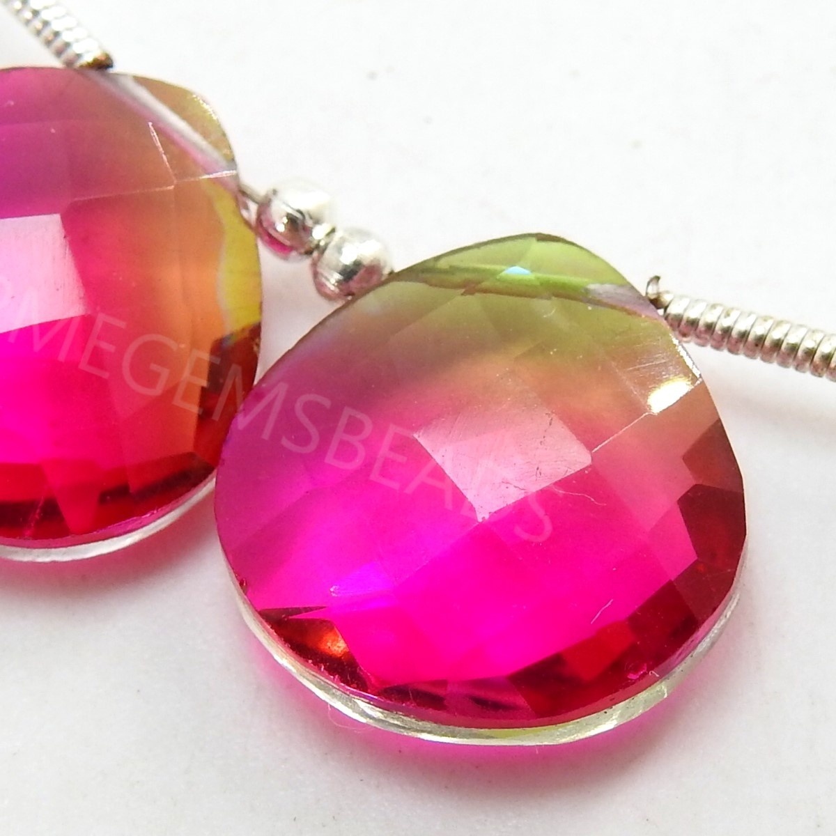 Bio Color Doublet Quartz Faceted Heart Shape Teardrop For Making Jewelry Hydro Glass