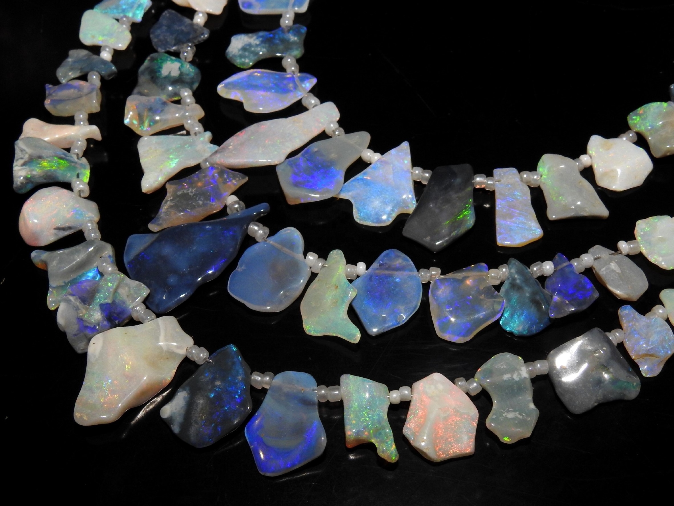 Australian Opal Natural Polished Multi Fire Rough Slice Lightning Ridge Loose Raw Stone For Making Jewelry 10Inches 20To6MM Long