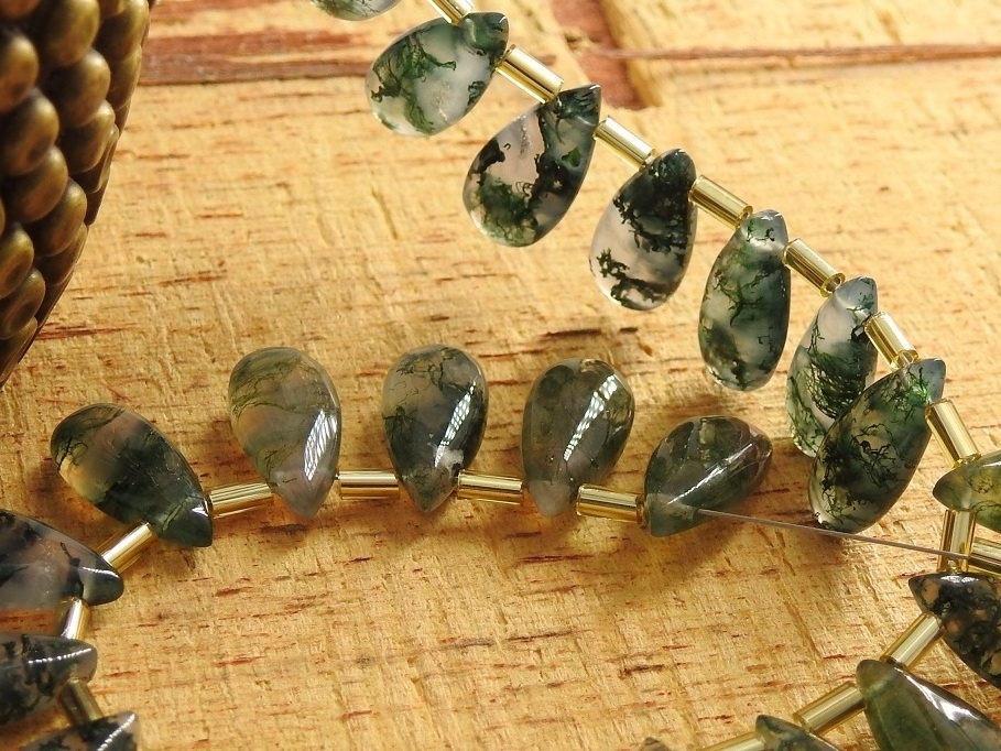 Moss Agate Smooth Teardrop Loose Gemstone Natural Stone Drop Handmade Bead For Making Jewelry Wholesaler Supplies