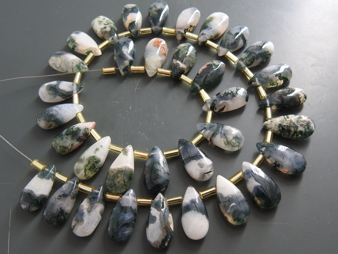 Moss Agate Smooth Teardrop Loose Gemstone Natural Stone Drop Handmade Bead For Making Jewelry Wholesaler Supplies