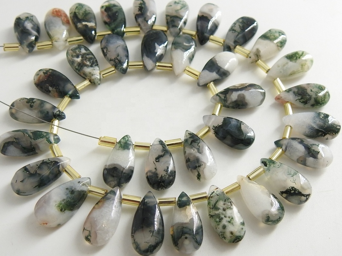 Moss Agate Smooth Teardrop Loose Gemstone Natural Stone Drop Handmade Bead For Making Jewelry Wholesaler Supplies