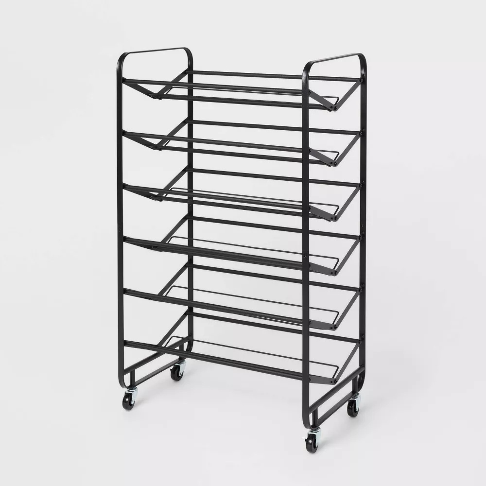 6 Tier Rolling Shoe Rack, Sturdy Metal Shoes Racks with wheels