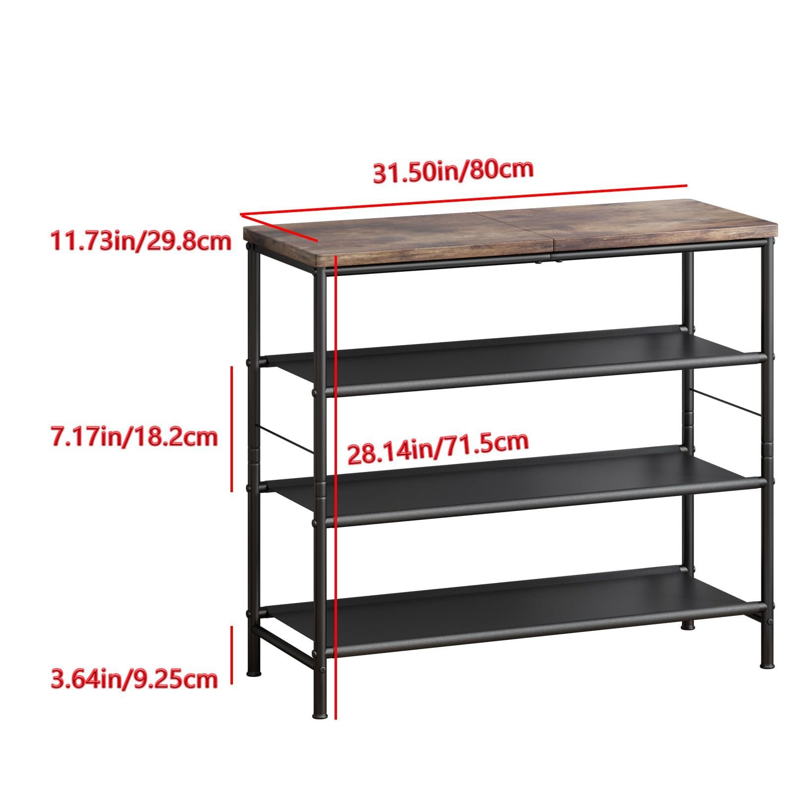 Shoe Rack Organizer 4 Tier Metal Shelf with Industrial Layer Fabric shoe rack for Entryway Closet Bedroom Living Room