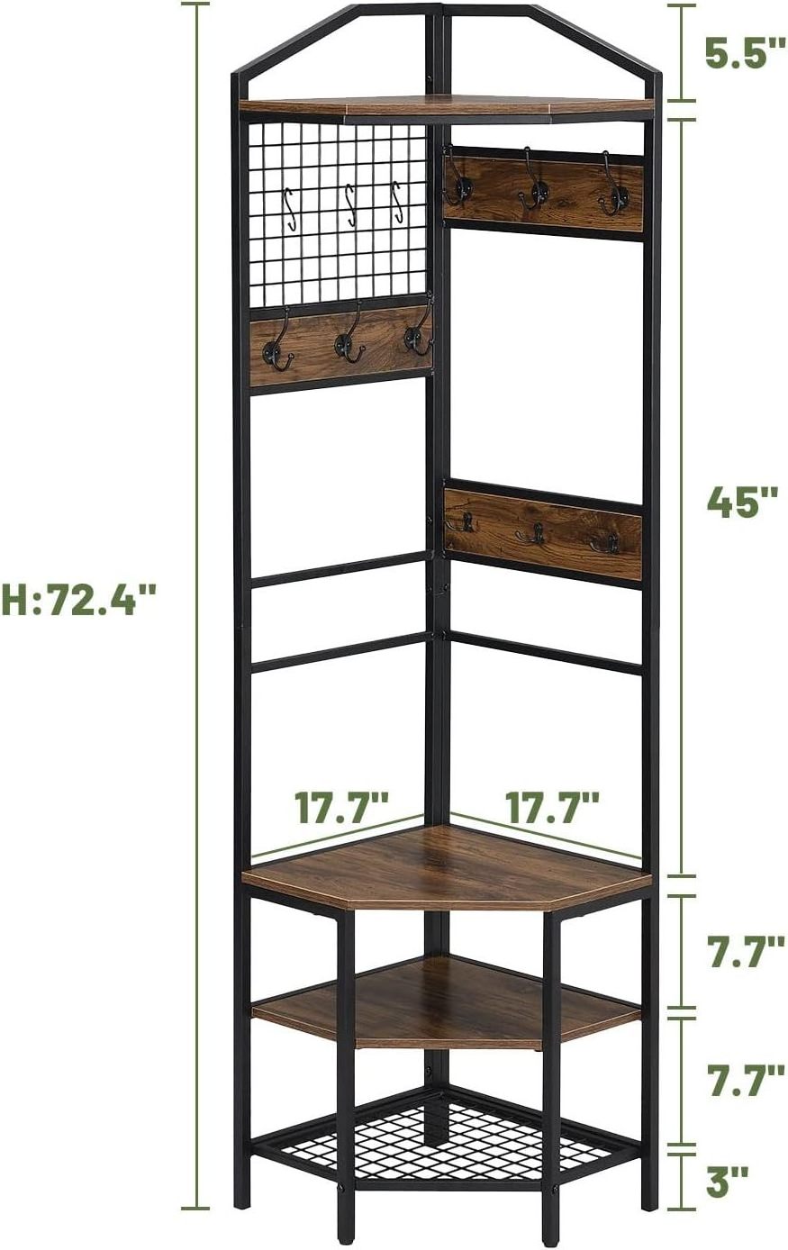 Metal Wardrobe Closet Shelves Portable Clothes Storage Rack Heavy Duty Corner Home Garment Shelf