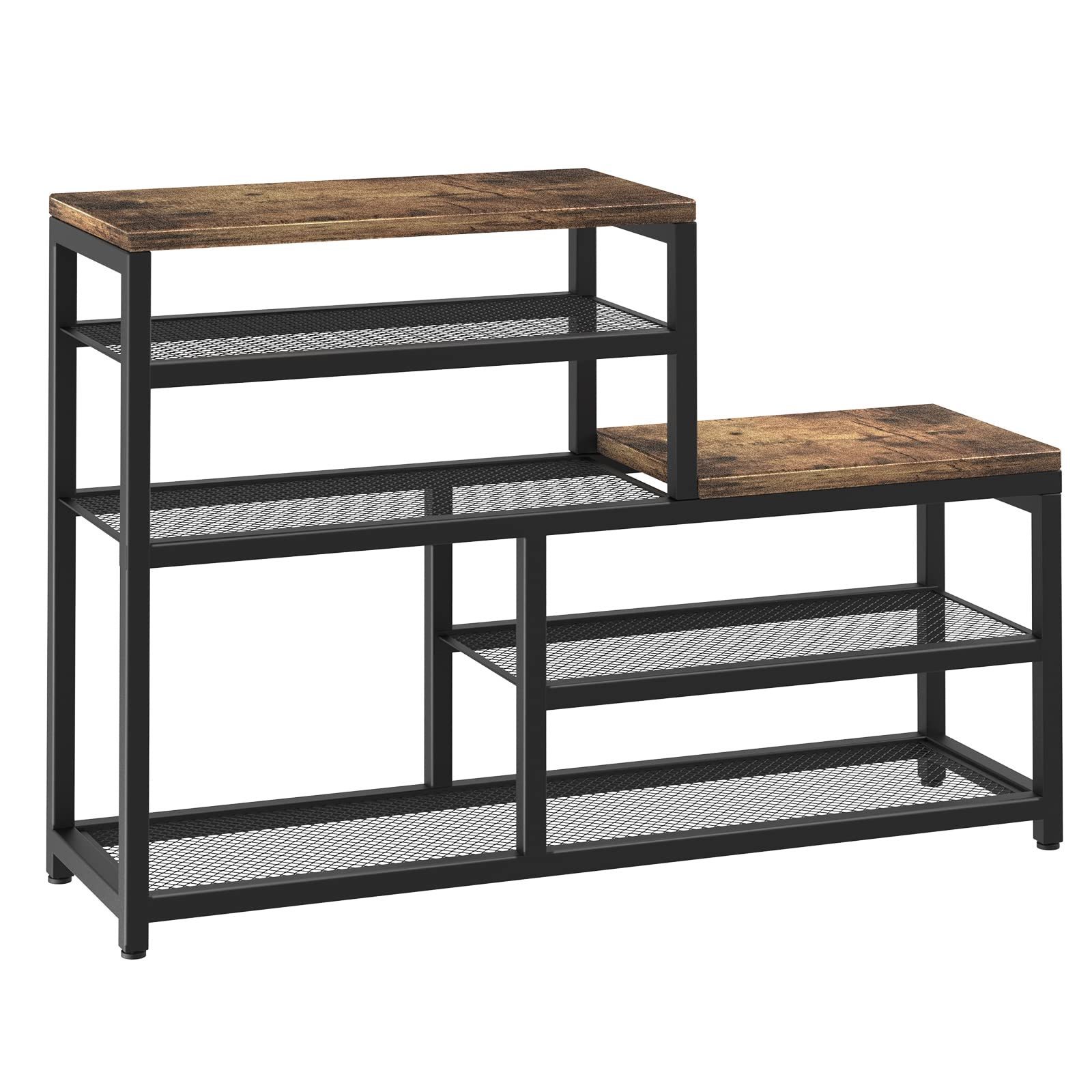 black wooden shoe racks 5 layer shelf home furniture wood metal shoe storage bench for entryway living room bedroom