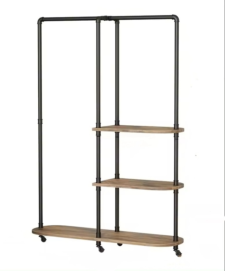 Industrial Freestanding Rolling Garment Rack Clothing Rack, Heavy Duty Clothes Rack With Shelves