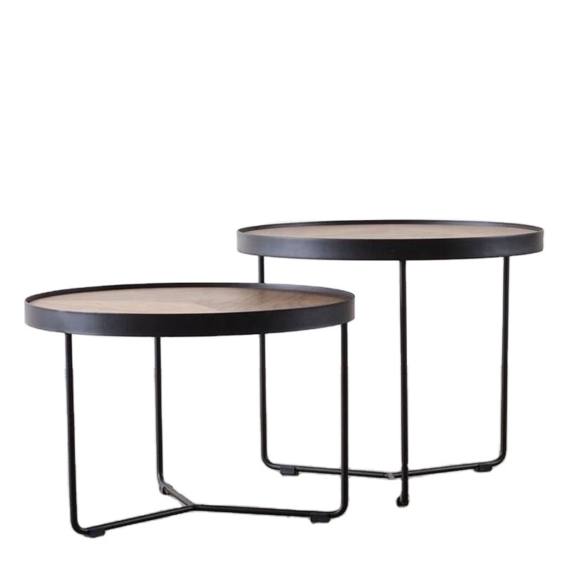 High quality metal furniture sets wooden top modern coffee tables