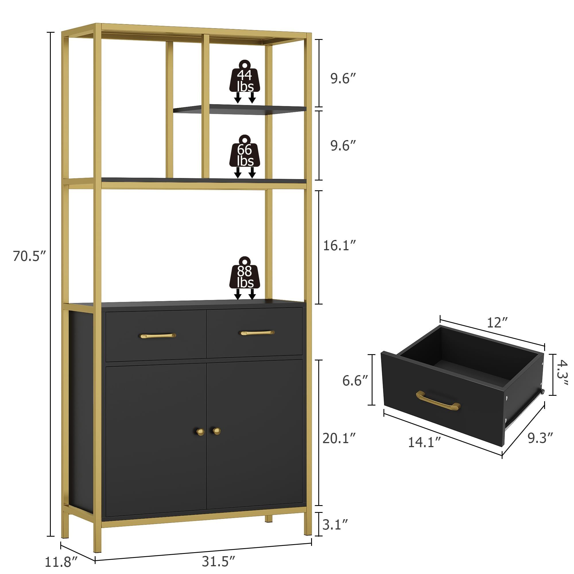 Home Living Room Office Modular Storage Shelves Modern Luxury Bookshelf Bookcase with 2 Drawers