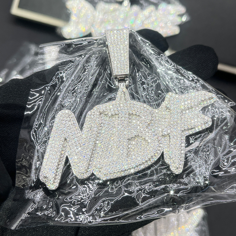 High Quality Custom Styles Letter Pendant Silver 925 Moissanite Iced Out Name Pendant Necklace For Men Hip Hop Jewelry Gifts