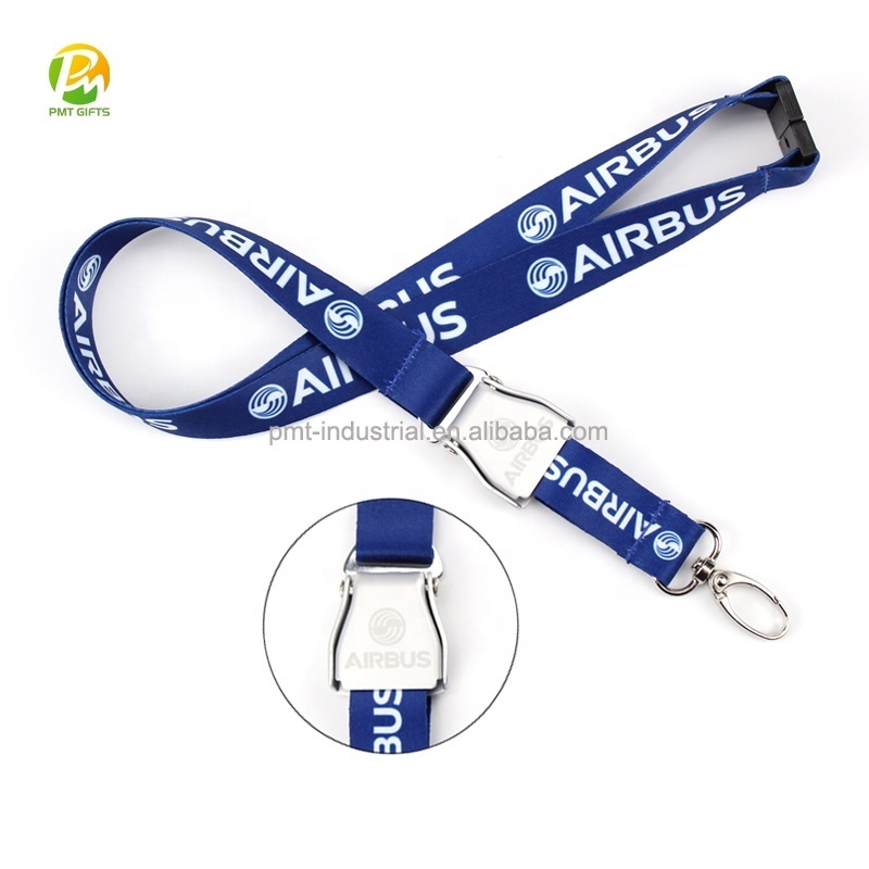 High Quality Aviation lanyard dark blue AIRBUS lanyard with mini seatbelt buckle