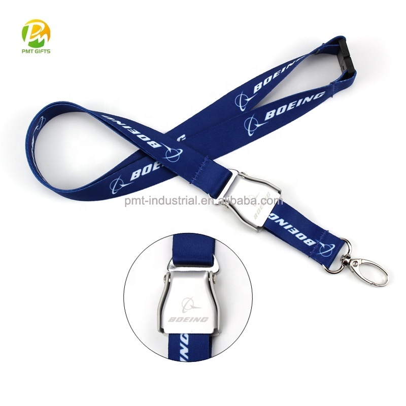 High Quality Aviation lanyard dark blue AIRBUS lanyard with mini seatbelt buckle