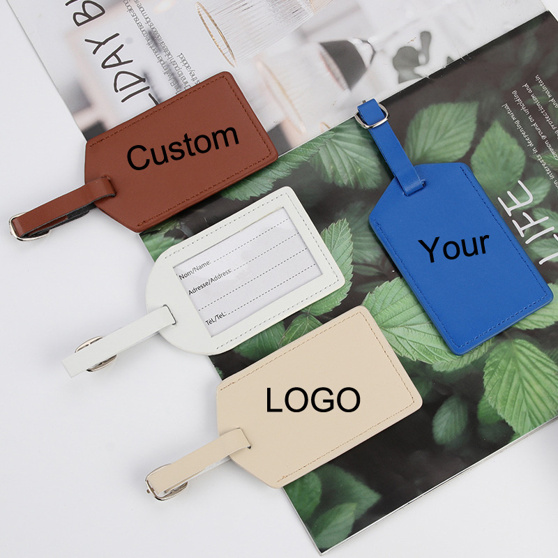 Custom LOGO Name ID Travel Label PU Leather Luggage Tag for Suitcase