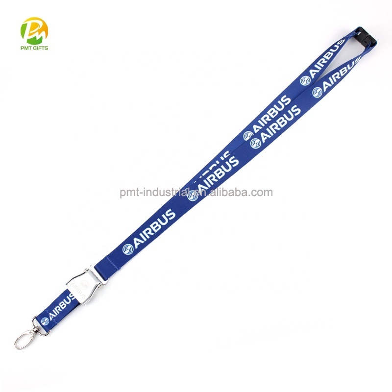 High Quality Aviation lanyard dark blue AIRBUS lanyard with mini seatbelt buckle