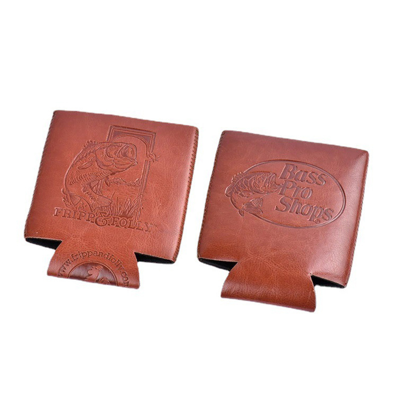 Hot sell Leather can cooler custom LOGO beer cooler cover PU leather stubby holder