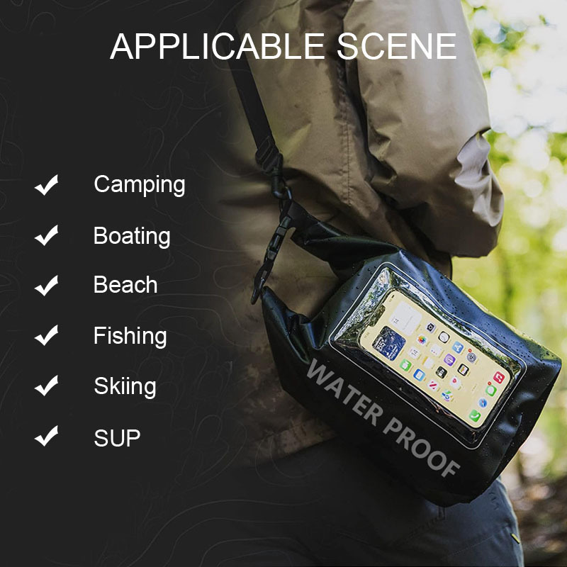 Outdoor Waterproof Backpack Floating Travel Dry Bag with Touch Screen for Boating Swimming Camping