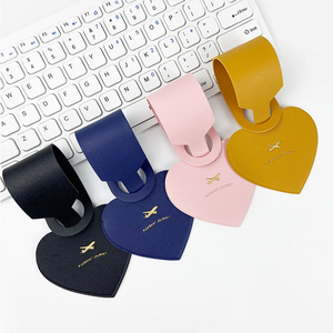 PU Leather Loss Proof Heart Shaped Luggage Bag Tag Boarding Pass Suitcase Luggage Tags Hangtag