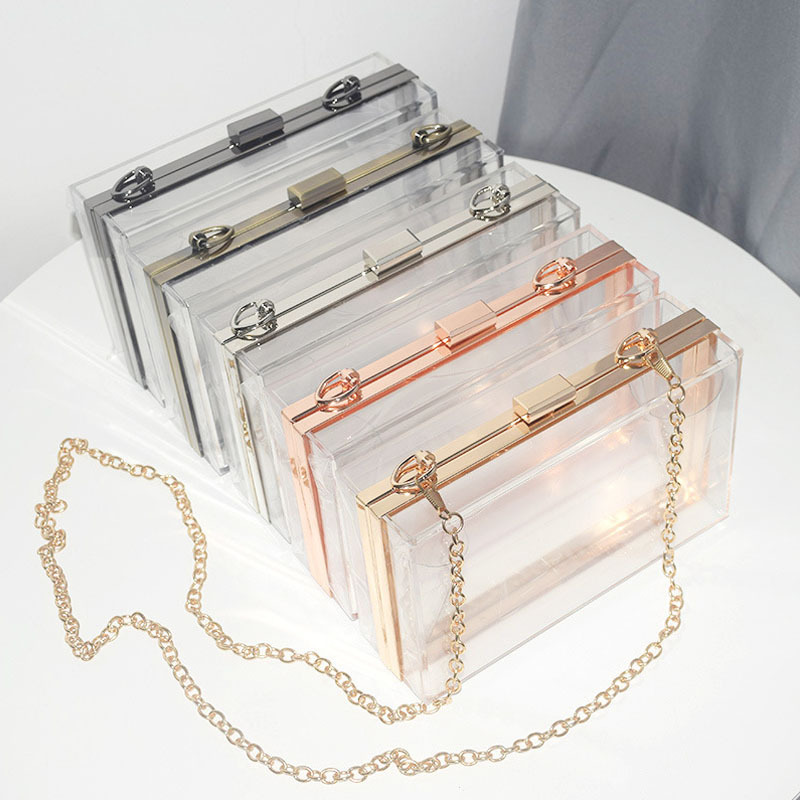 Factory Custom Acrylic Evening Bag Clear Crossbody Bag for Women Wedding Hand Bag