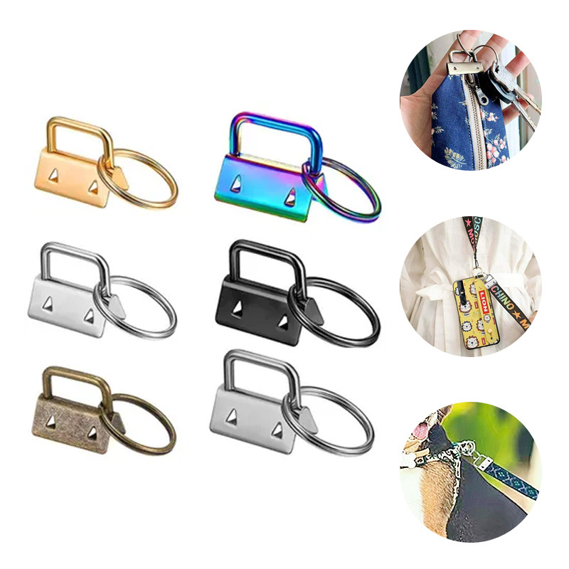 25mm Rainbow Key Chain Fob With Key Ring 1 Inch Key Fob Hardware for Fabric Ribbon Wristband