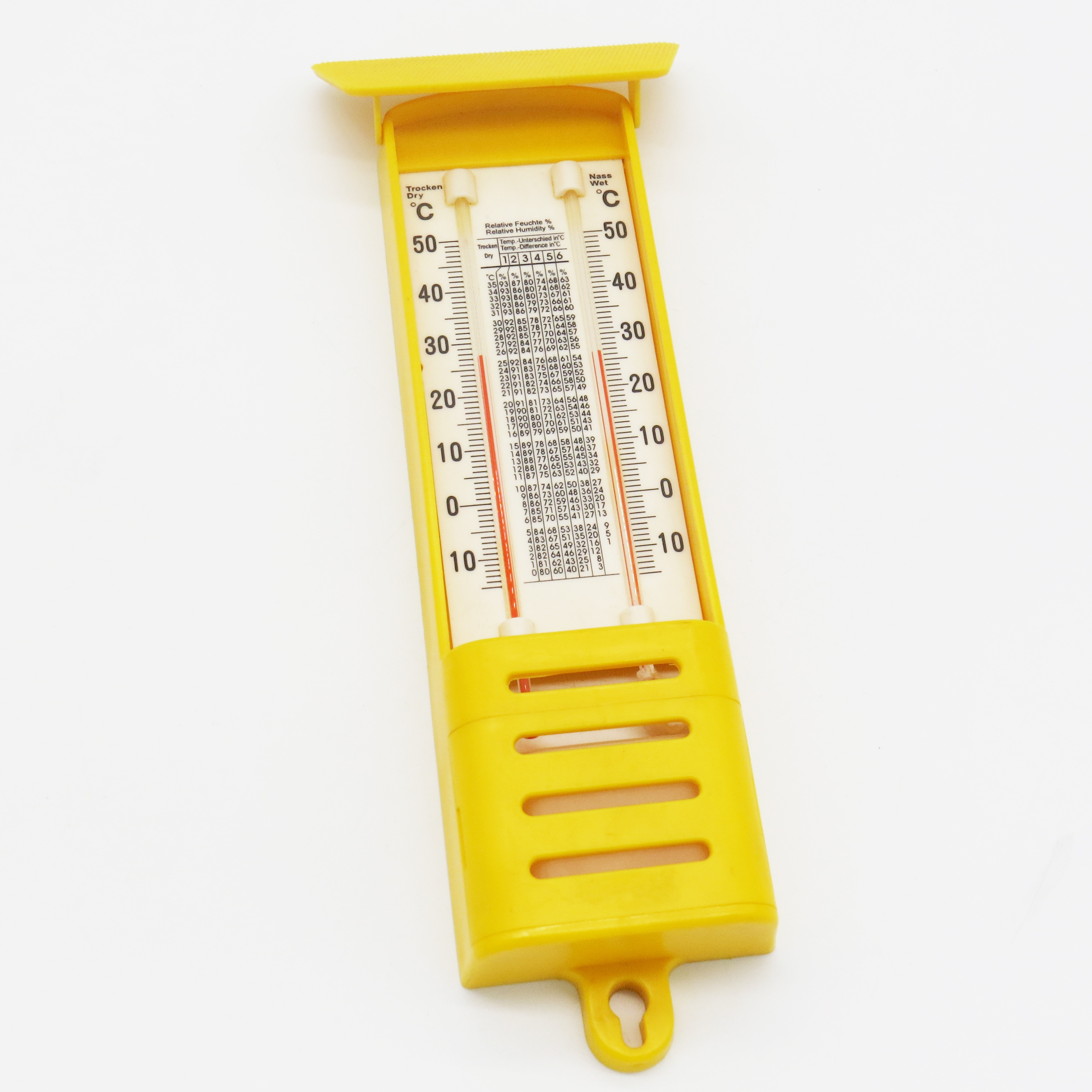 PMTC-L081  Hot Selling Dual Thermometer with Plastic Backing Wall Thermometer Indoor Glass Thermometer Psychrometer