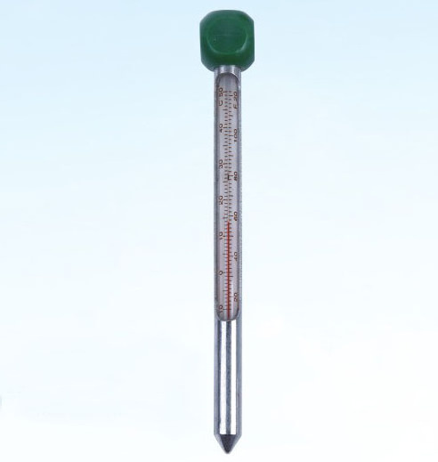 Soil thermometer for planting out with metal case