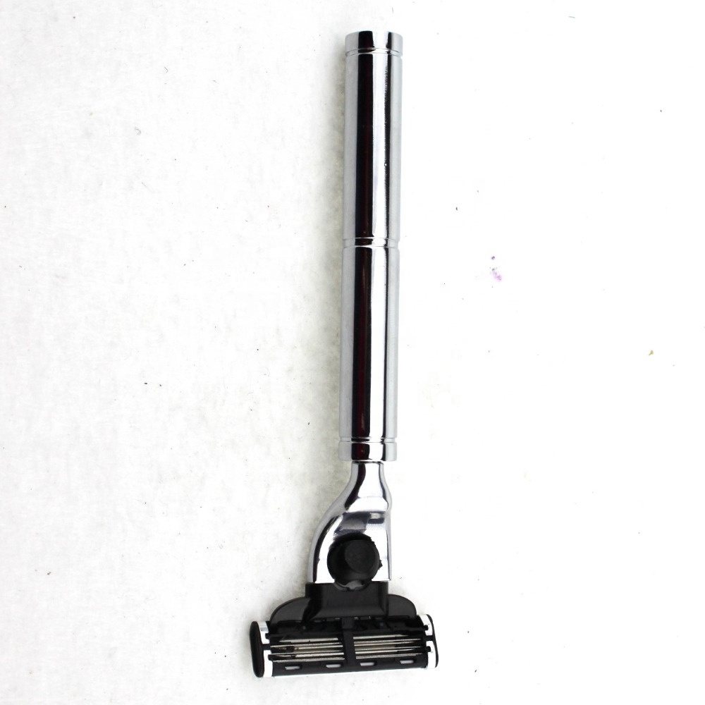 High quality shaving brush shave stand and 3 blade razor metal men shaving set for men shave