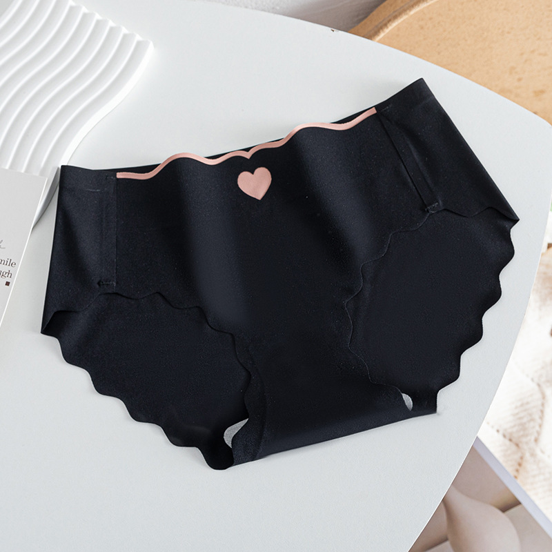 Peach heart underwear seamless panties women ice silk summer thin breathable ladies low waist underwear brief