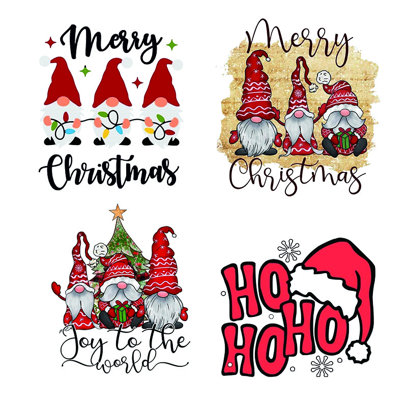 2022 new christmas tree Santa Claus Screen Transfers iron on patch paper dtf transfer plastisol vinyl stickers for clothes