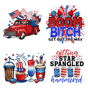 screen print transfers design American 4th of July decorate 3d puff heat transfer vinyl  transfers for t shirts custom