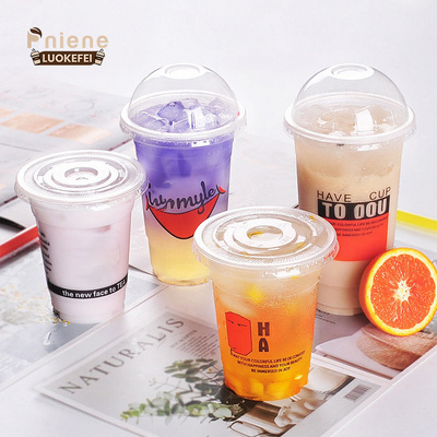 Oem Clear Pet Plastic Bubble Tea Cups With Custom Logo Printed Disposable Plastic Juice Cup